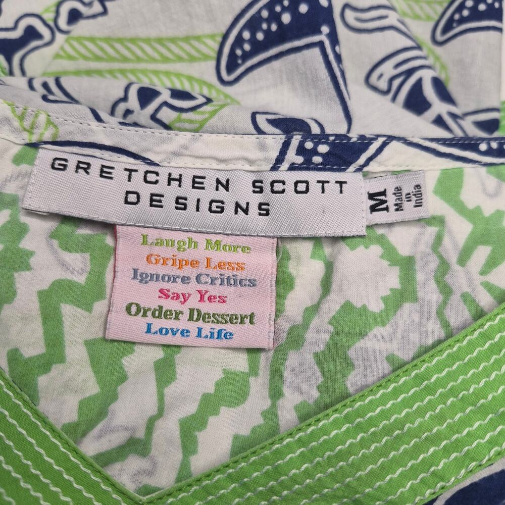 Gretchen Scott Sea Creature Starfish Seashell Tunic Cover Up Top Blue Green Sz M - Picture 8 of 9
